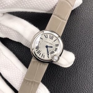 13248170775094527 BALLON BLANC DE CATIER QUARTZ STEEL CASE GREY LEATHER