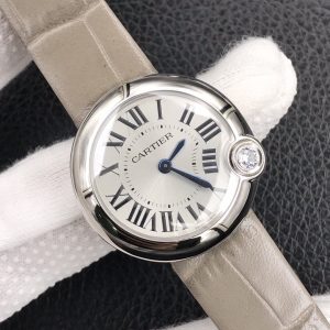 13248170776489340 BALLON BLANC DE CATIER QUARTZ STEEL CASE GREY LEATHER