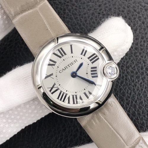 13248170776489340 BALLON BLANC DE CATIER QUARTZ STEEL CASE GREY LEATHER