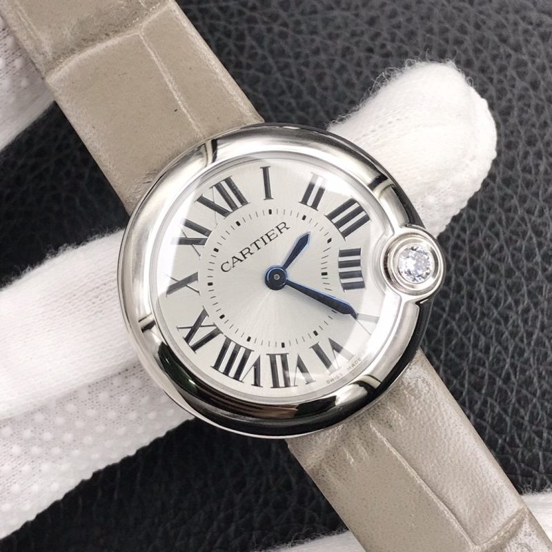 13248170776489340 BALLON BLANC DE CATIER QUARTZ STEEL CASE GREY LEATHER