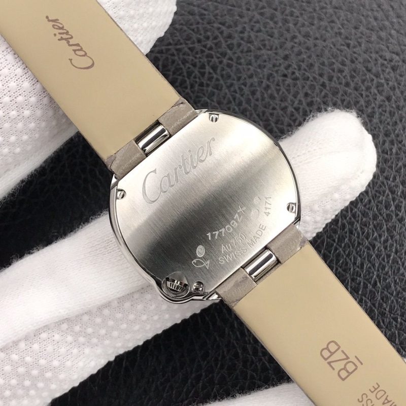 13248170780325929 BALLON BLANC DE CATIER QUARTZ STEEL CASE GREY LEATHER