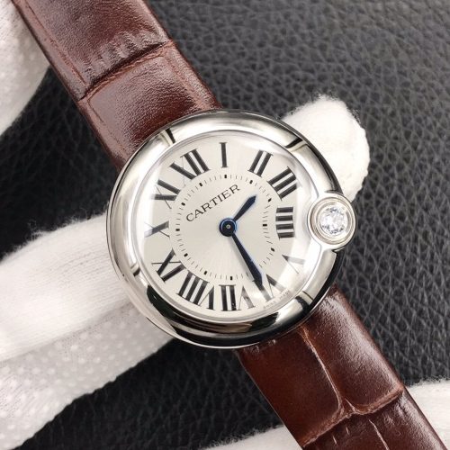 13248170918009784 BALLON BLANC DE CARTIER QUARTZ STEEL CASE BROWN LEATHER