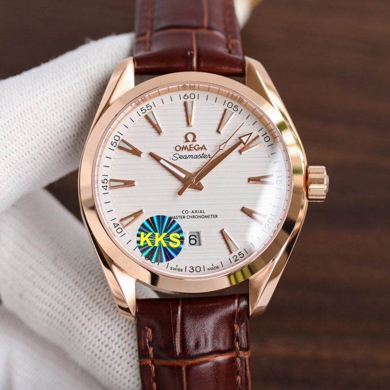 SEAMASTER AQUA TERRA 41MM ROSE GOLD CASE LEATHER STRAP