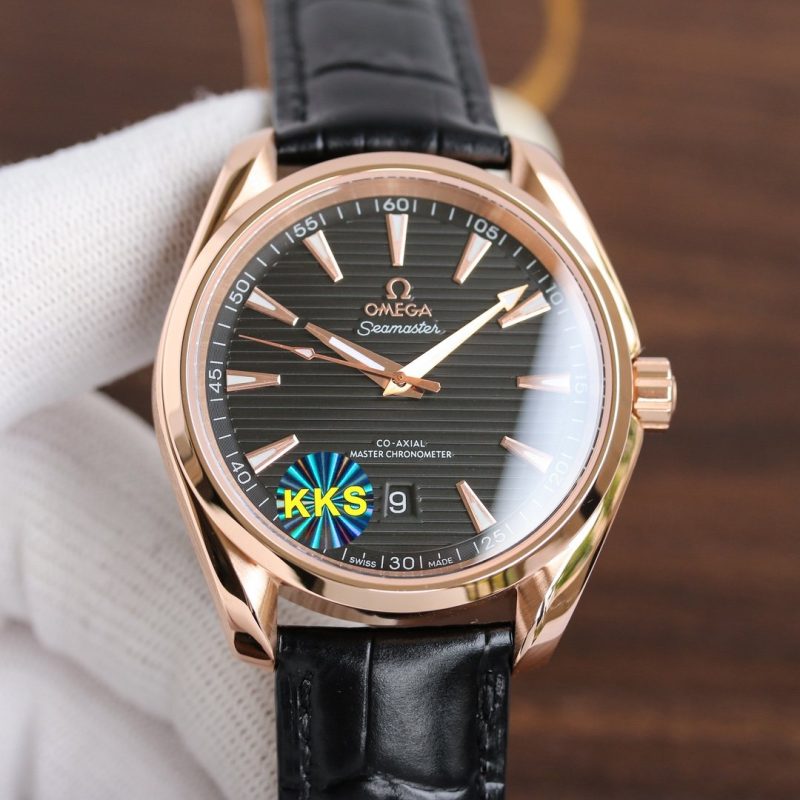 SEAMASTER AQUA TERRA 41MM ROSE GOLD CASE LEATHER STRAP