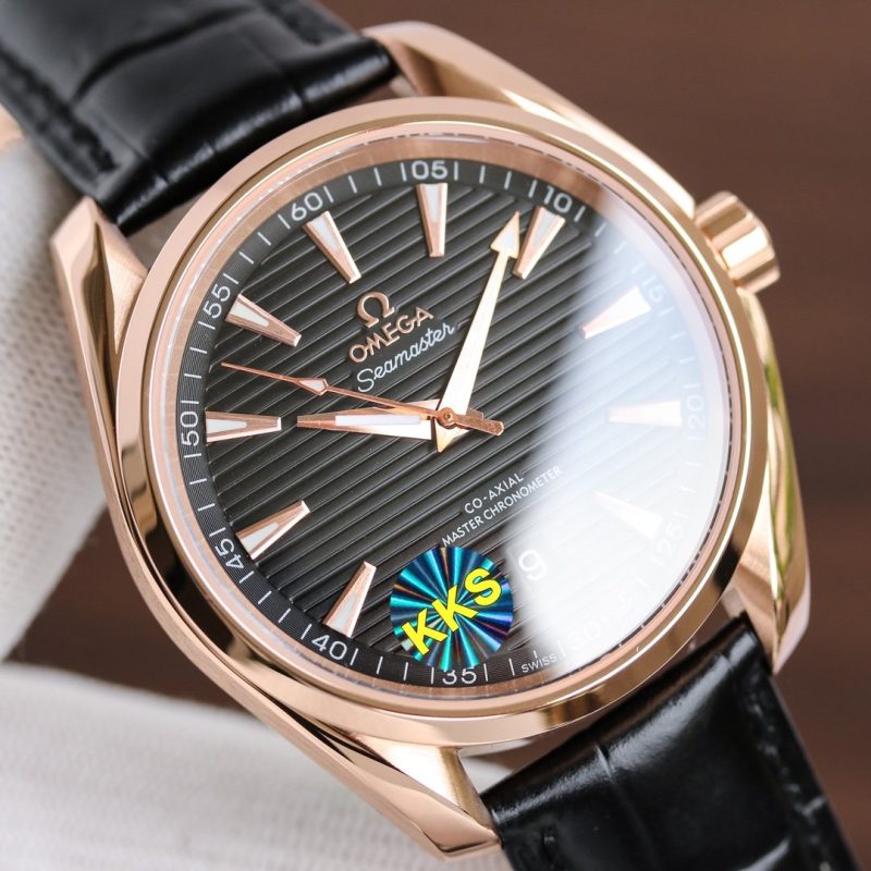 SEAMASTER AQUA TERRA 41MM ROSE GOLD CASE LEATHER STRAP