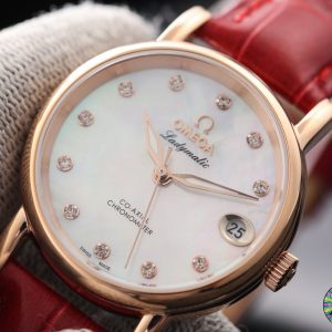 DE VILLE LADYMATIC 31MM MOP DIAL LEATHER STRAP