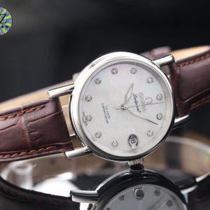 DE VILLE LADYMATIC 31MM MOP DIAL LEATHER STRAP