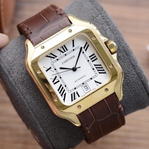 13268415004795994 SANTOS DE CARTIE 39MM GOLD CASE LEATHER STRAP