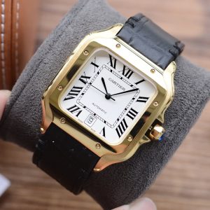 13268415006807440 SANTOS DE CARTIE 39MM GOLD CASE LEATHER STRAP