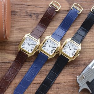 13268415008331891 SANTOS DE CARTIE 39MM GOLD CASE LEATHER STRAP