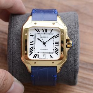 13268415009793316 SANTOS DE CARTIE 39MM GOLD CASE LEATHER STRAP