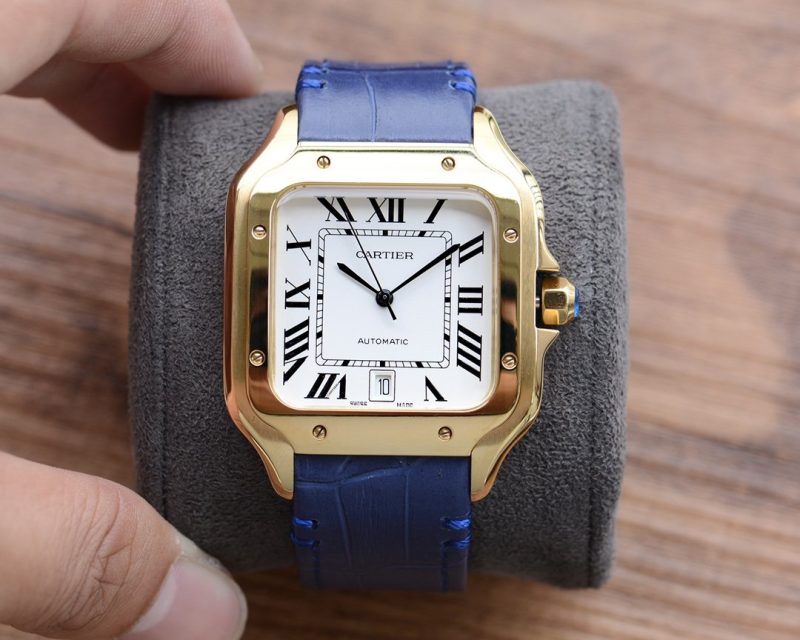 13268415009793316 SANTOS DE CARTIE 39MM GOLD CASE LEATHER STRAP