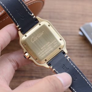 13268415012488114 SANTOS DE CARTIE 39MM GOLD CASE LEATHER STRAP