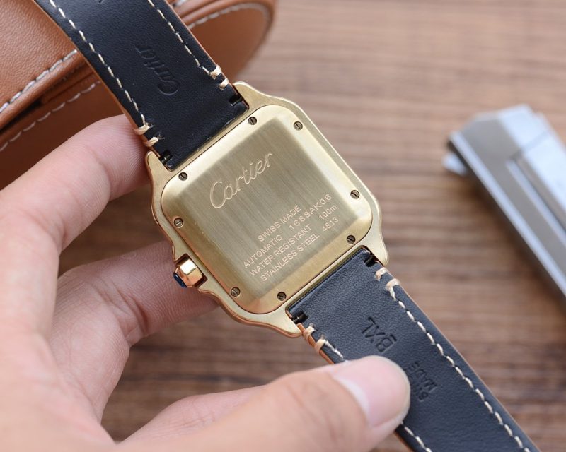 13268415012488114 SANTOS DE CARTIE 39MM GOLD CASE LEATHER STRAP