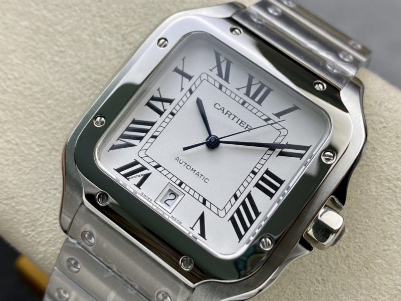 SANTOS DE CARTIE LARGE STEEL CASE WHITE DIAL