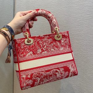 MEDIUM LADY D-LITE 24 RED MULTI COLOR EMBROIDERY