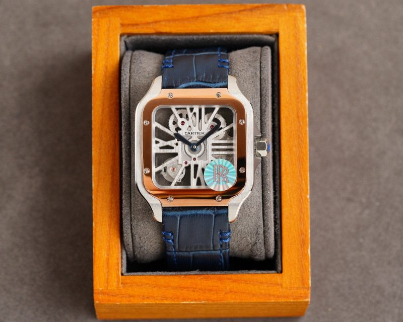 SANTOS 2 TONE GOLD STEEL SKELETON