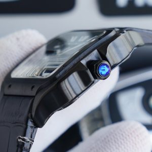 13271013312840195 SANTOS 40MM BLACK CASE LEATHER STRAP