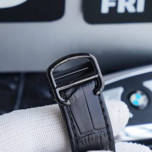 13271013313838796 SANTOS 40MM BLACK CASE LEATHER STRAP