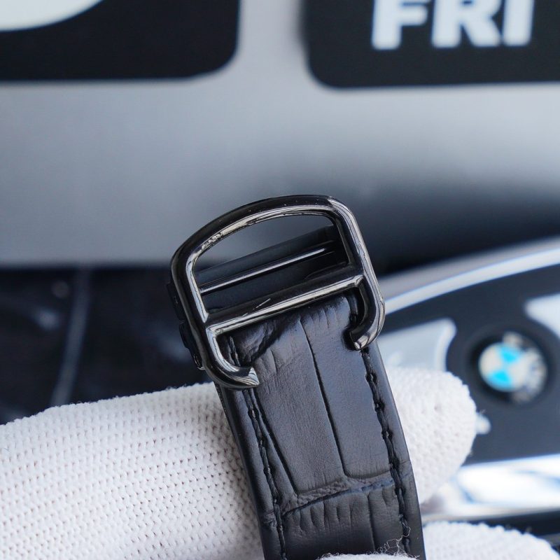 13271013313838796 SANTOS 40MM BLACK CASE LEATHER STRAP