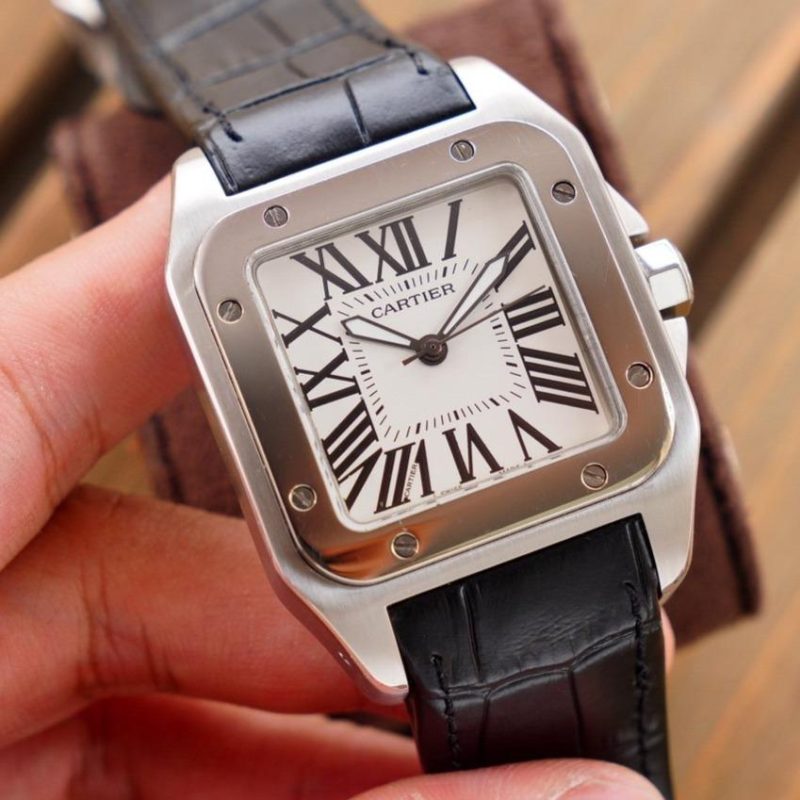 13272046041114545 SANTOS 100XL 42MM STAINLESS STEEL LEATHER