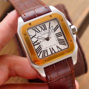 13272046042033290 SANTOS 100XL 42MM STAINLESS STEEL LEATHER