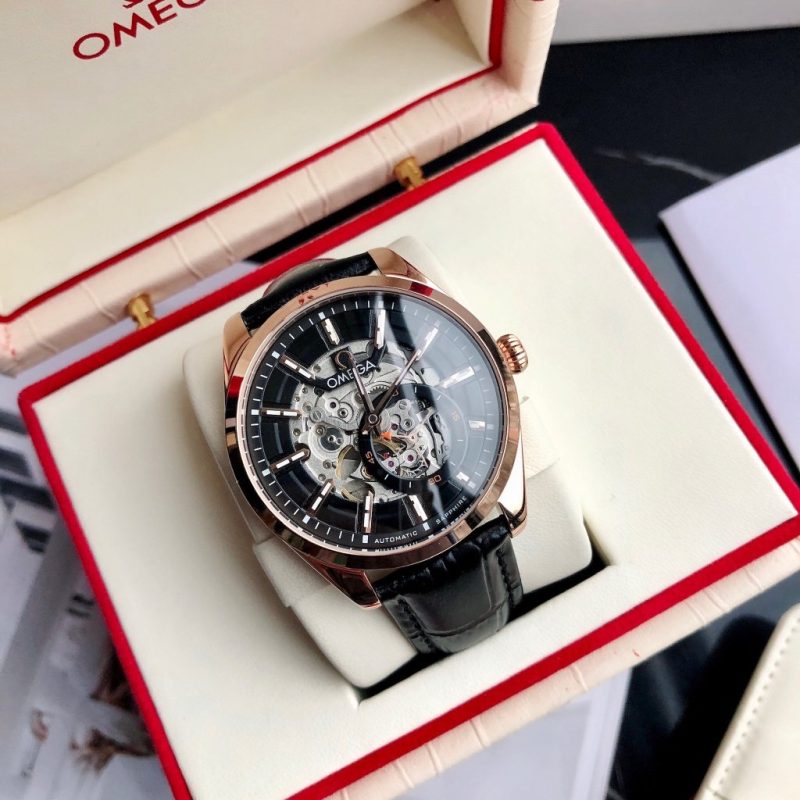 SEAMASTER SKELETON DIAL ROSE GOLD CASE LEATHER