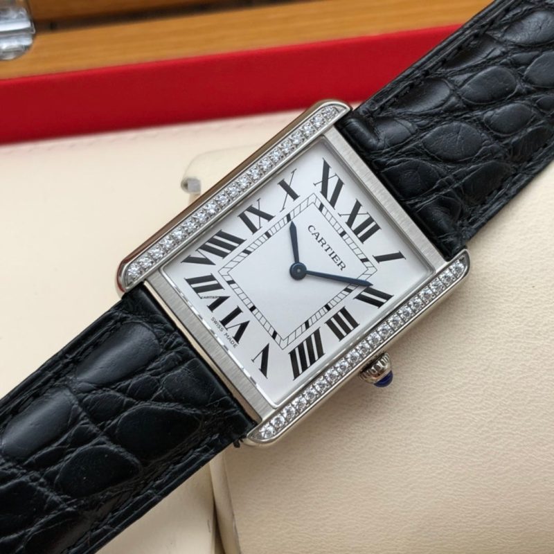 13272491334227763 TANK LOUIS QUARTZ STEEL CASE DIAMOND BEZEL