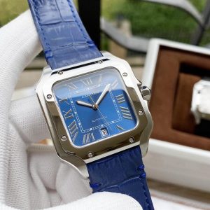 13272571764390522 SANTOS DE CARTIE 39MM STEEL CASE LEATHER STRAP