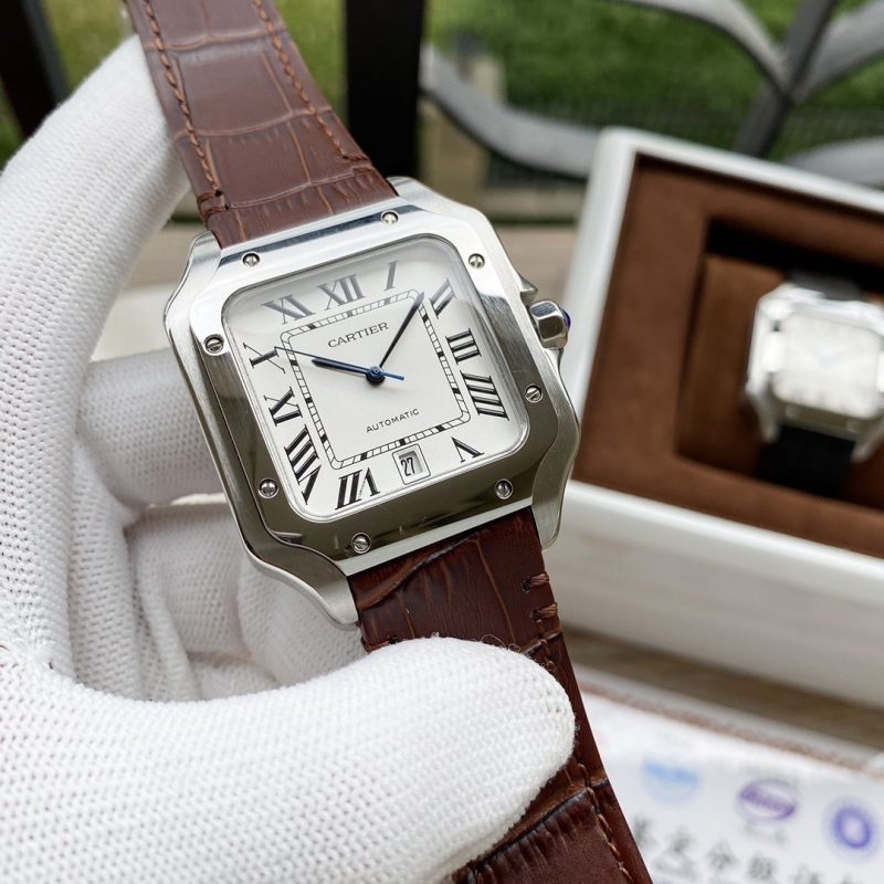 13272571768296565 SANTOS DE CARTIE 39MM STEEL CASE LEATHER STRAP