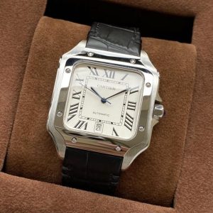 13272571771091265 SANTOS DE CARTIE 39MM STEEL CASE LEATHER STRAP