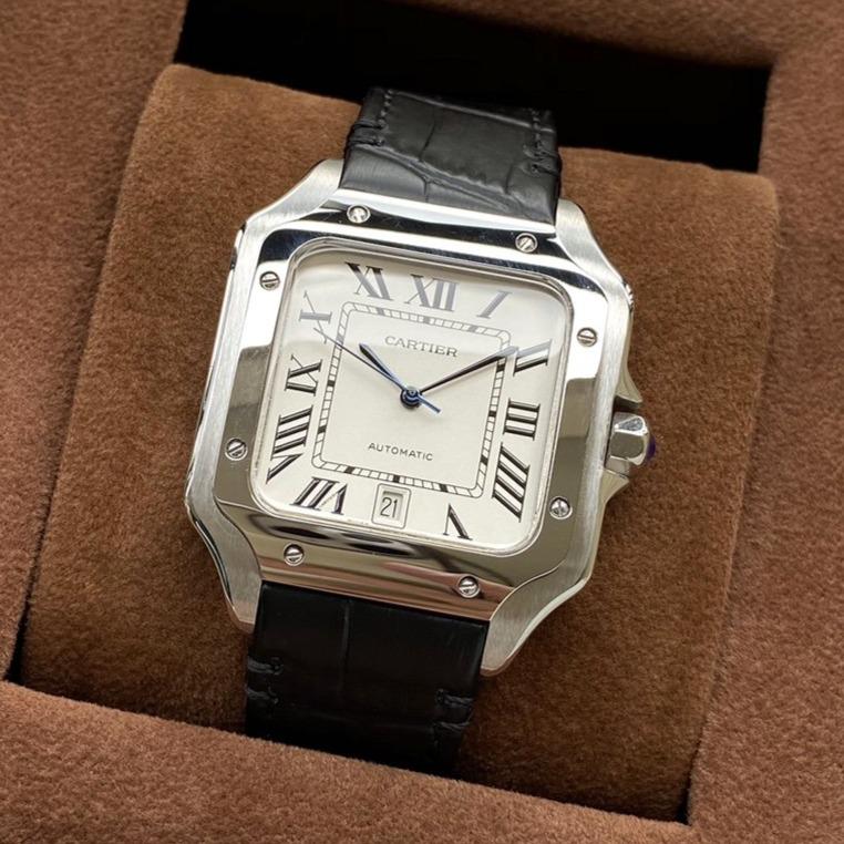 13272571771091265 SANTOS DE CARTIE 39MM STEEL CASE LEATHER STRAP