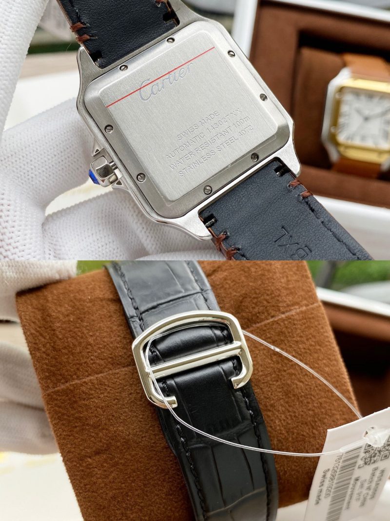 13272571774293474 SANTOS DE CARTIE 39MM STEEL CASE LEATHER STRAP