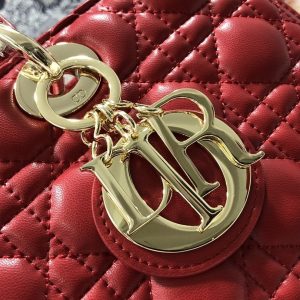 LARGE LADY BAG 32CM RED CANNAGE LAMBSKIN