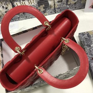 LARGE LADY BAG 32CM RED CANNAGE LAMBSKIN