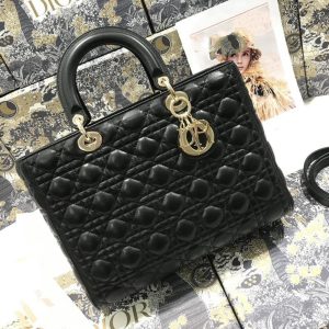 13272662756077467_07184de3-0f06-4b27-a727-2bc665d02d70 LARGE LADY BAG 32CM BLACK CANNAGE LAMBSKIN