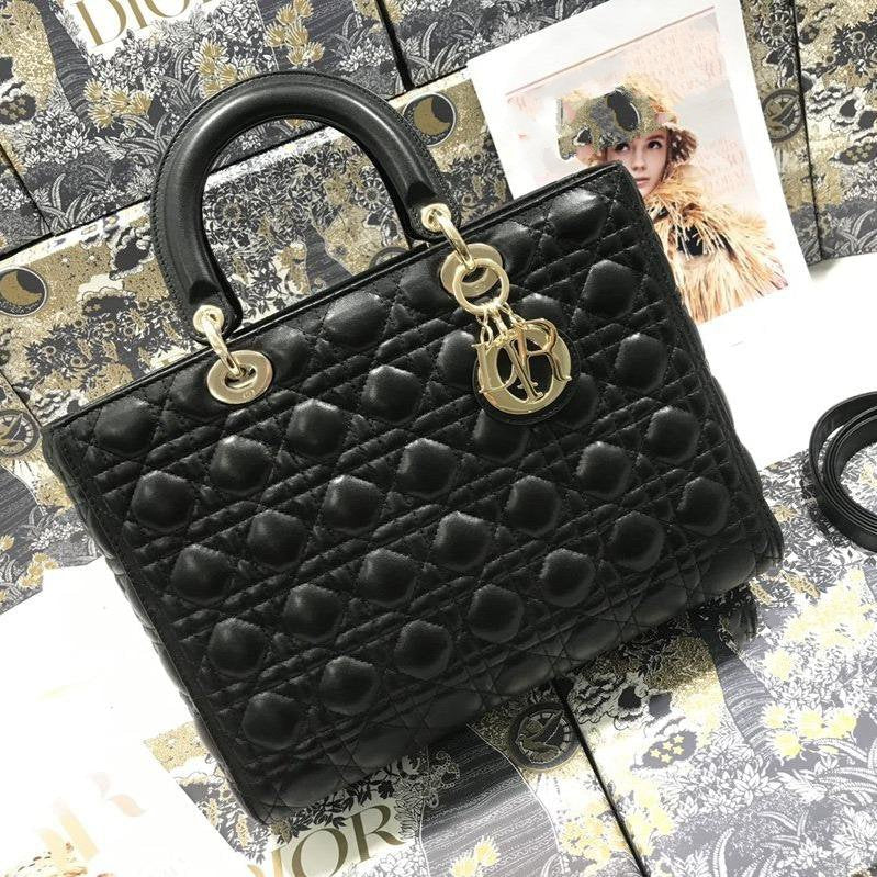 13272662756077467_07184de3-0f06-4b27-a727-2bc665d02d70 LARGE LADY BAG 32CM BLACK CANNAGE LAMBSKIN