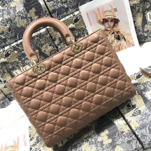 13272662800199609_6bd9b888-601f-4819-9bf6-6710e33bd834 LARGE LADY BAG 32CM BEIGE CANNAGE LAMBSKIN