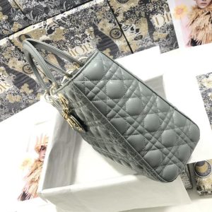 13272662861133341_43df1132-4d2c-4bfa-9ee8-de854a643f31 LARGE LADY BAG 32CM GRAY CANNAGE LAMBSKIN