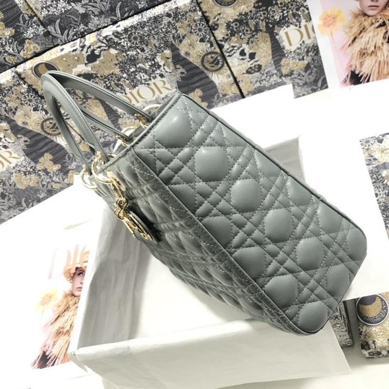 13272662861133341_43df1132-4d2c-4bfa-9ee8-de854a643f31 LARGE LADY BAG 32CM GRAY CANNAGE LAMBSKIN