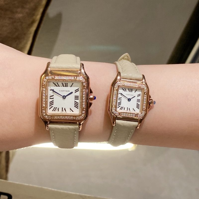 13272833956171057_3cc12d0e-712a-48e7-abc7-2bade08f94c9 PANTHERE DE CARTIE DIAMOND BEZEL ROSE GOLD BEIGE LEATHER