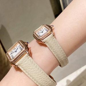 13272833958271959_7c6d95c7-ca50-4d4f-a275-c9a3bd8e9dfb PANTHERE DE CARTIE DIAMOND BEZEL ROSE GOLD BEIGE LEATHER