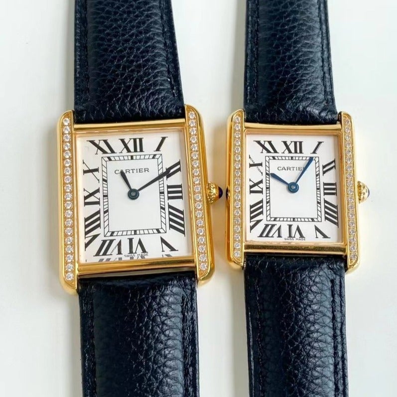 13272919603735309 TANK SOLO QUARTZ DIAMOND BEZEL CALF SKIN