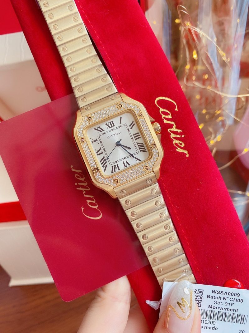 SANTOS LADY 35MM QUARTZ 35MM GOLD DIAMOND