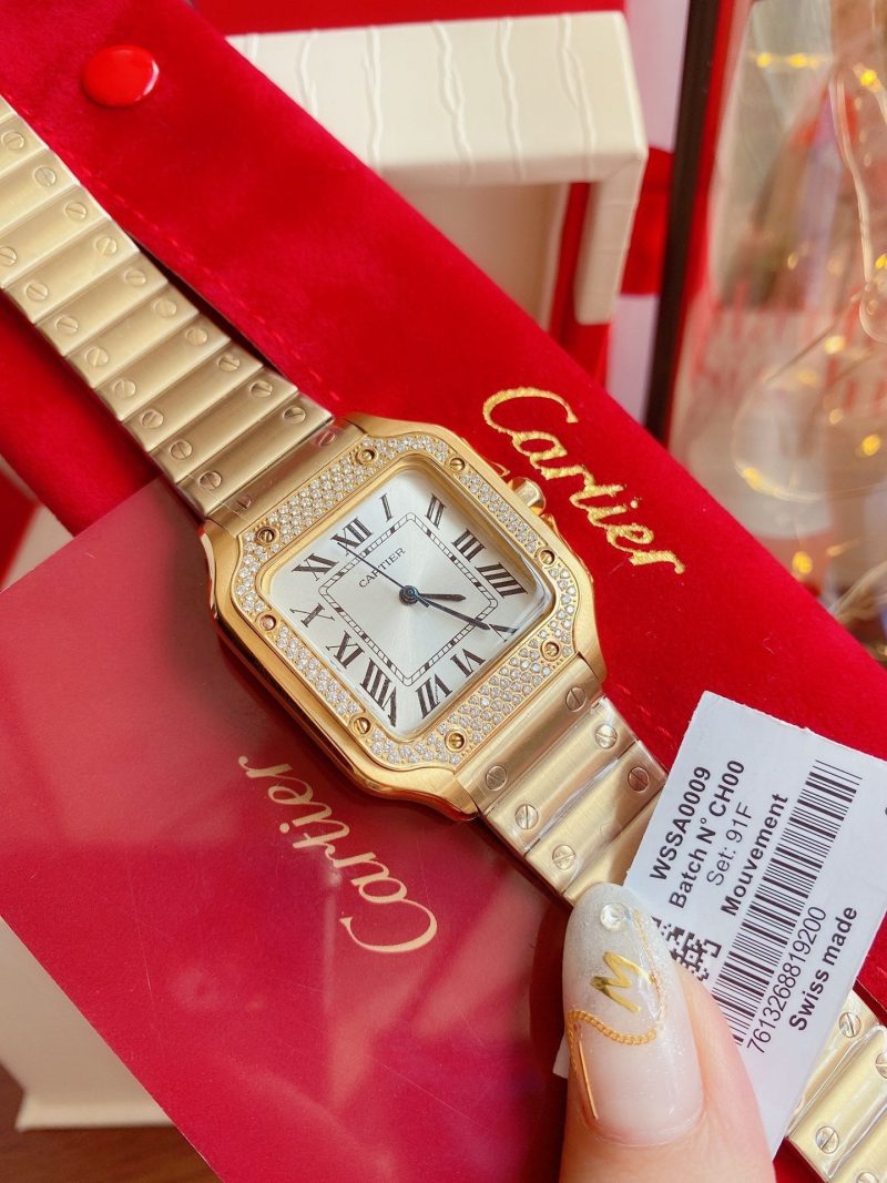 SANTOS LADY 35MM QUARTZ 35MM GOLD DIAMOND