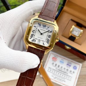 13273087390690341 SANTOS 38MM GOLD CASE AUTOMATIC LEATHER