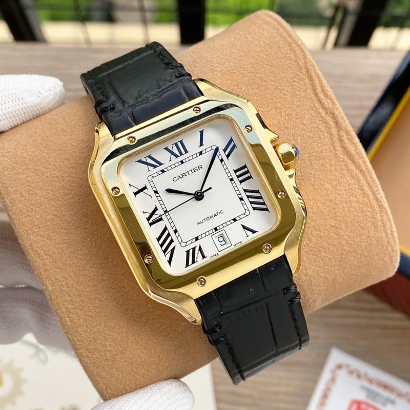 13273087391690344 SANTOS 38MM GOLD CASE AUTOMATIC LEATHER