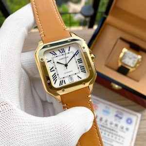 13273087392590374 SANTOS 38MM GOLD CASE AUTOMATIC LEATHER