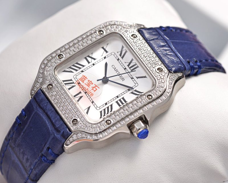 SANTOS LADY 35MM QUARTZ STEEL CASE LEATHER