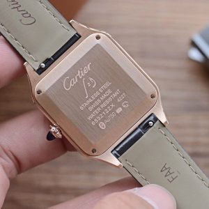 SANTOS DUMONT QUARTZ 33MM ROSE GOLD LEATHER